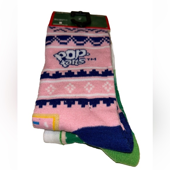 Pop Tarts Crew Socks 2 Pair Men 8-12 Green Blue Pink White w Logo NEW Christmas - Picture 9 of 10